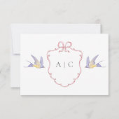 Elegant Victorian Pastel Floral Bow Wedding RSVP Kaartje (Achterkant)