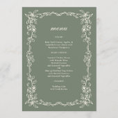 Elegant Victorian Sage Green Wedding Menu (Voorkant)