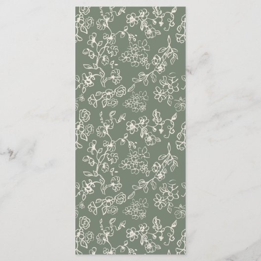 Elegant Victorian Sage Green Wedding Menu (Achterkant)