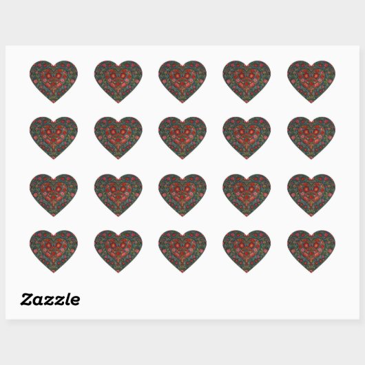 Elegant Victorian Valentines Day heart design Hart Sticker (Vel)