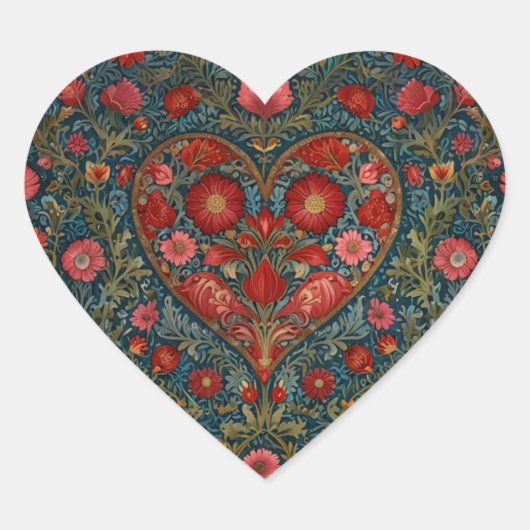 Elegant Victorian Valentines Day heart design Hart Sticker (Voorkant)
