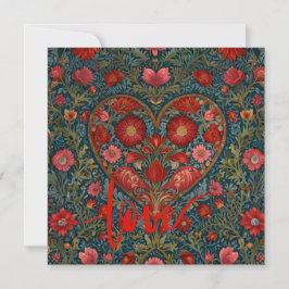 Elegant Victorian Valentines Day heart design Kaart