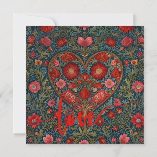 Elegant Victorian Valentines Day heart design Kaart (Voorkant)