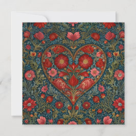 Elegant Victorian Valentines Day heart design Kaart