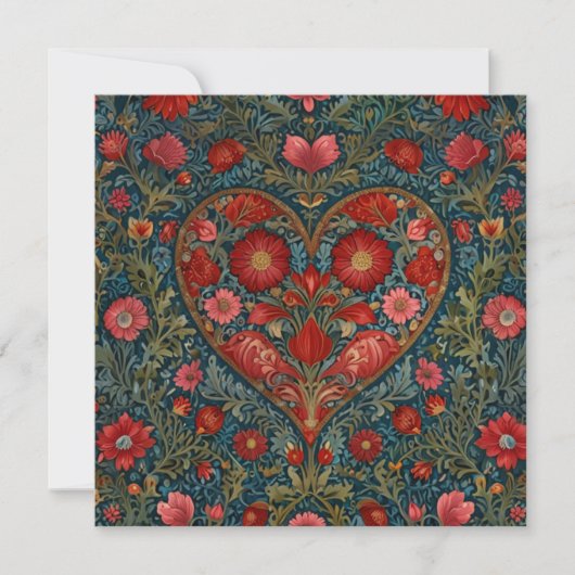 Elegant Victorian Valentines Day heart design Kaart (Voorkant)