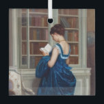 Elegant Victorian Woman Reading in Library  Glas Ornament<br><div class="desc">Step into a timeless moment of quiet elegance with this stunning vintage-style artwork featuring a refined woman absorbed in reading within a richly detailed library setting. Dressed in a luxurious deep blue Victorian gown, she embodies grace, intellect, and classic femininity. Perfect for lovers of literature, history, and romantic interiors, this...</div>