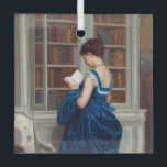 Elegant Victorian Woman Reading in Library  Glas Ornament<br><div class="desc">Step into a timeless moment of quiet elegance with this stunning vintage-style artwork featuring a refined woman absorbed in reading within a richly detailed library setting. Dressed in a luxurious deep blue Victorian gown, she embodies grace, intellect, and classic femininity. Perfect for lovers of literature, history, and romantic interiors, this...</div>
