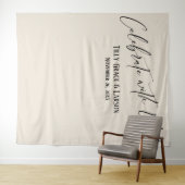 Elegant Vier met ons! Cream Foto Achtergrond Wandkleed (In Situ (horizontaal))