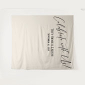 Elegant Vier met ons! Cream Foto Achtergrond Wandkleed (Voorkant (horizontaal))