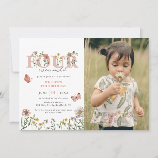 Elegant Vier Oosters Wilde Wilde Bloedbloem 4e ver Kaart (Voorkant)