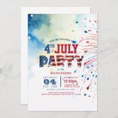 Elegant Vierde Juli Feest I vuurwerk Kaart (Voorkant / Achterkant)