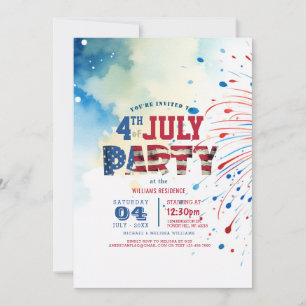 Elegant Vierde Juli Feest I vuurwerk Kaart