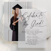 Elegant vieren het Afstudeerder Black Script Afstu Vellum Uitnodigingen