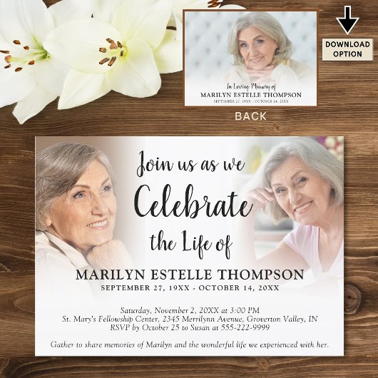 Elegant viering van het leven 3 Foto's Memorial In Kaart