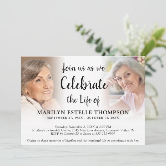 Elegant viering van het leven 3 Foto's Memorial In Kaart (Staand voorkant)