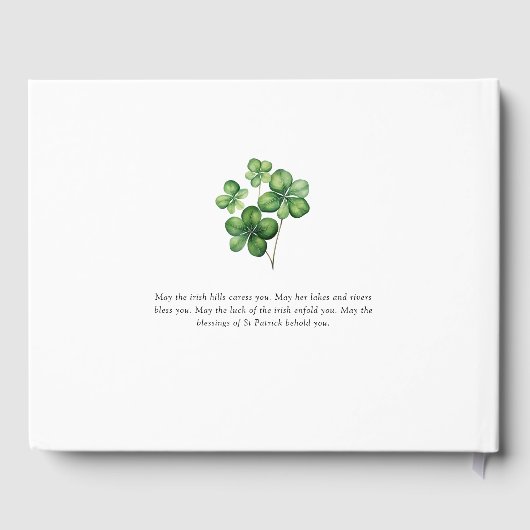 Elegant Viering van het Leven' Ierse Shamrock Klav Gastenboek (Achterkant)