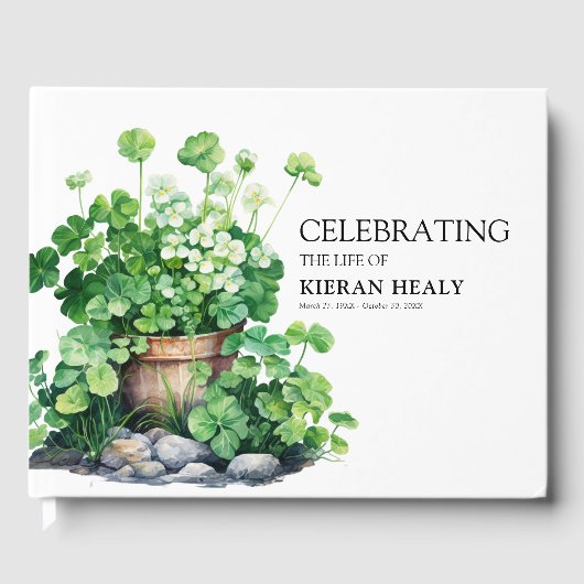 Elegant Viering van het Leven' Ierse Shamrock Klav Gastenboek (Voorkant)