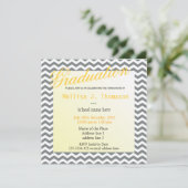 Elegant vierkant grijs en wit chevron afstuderen kaart (Staand voorkant)