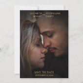 Elegant vignet fotosjabloon zwart goud bruiloft save the date (Voorkant)