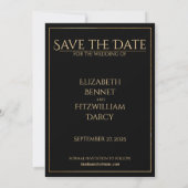 Elegant vignet fotosjabloon zwart goud bruiloft save the date (Achterkant)