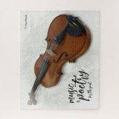 Elegant Vignetted Violin on Slate Tegel Legpuzzel (Verticaal)
