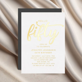 Elegant Vijftig En Fabulous 50ste Verjaardag Goud Folie Uitnodiging