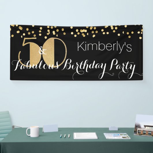 Elegant Vijftig en Fabulous 50ste Verjaardagsfeest Spandoek (Beurs)