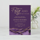 Elegant Vijftig en Fabulous Paarse Gouden Agaat Kaart (Staand voorkant)