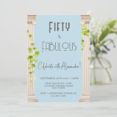 Elegant Vijftig Fabulous Grieks Thema Blauw Verjaa Kaart (Staand voorkant)