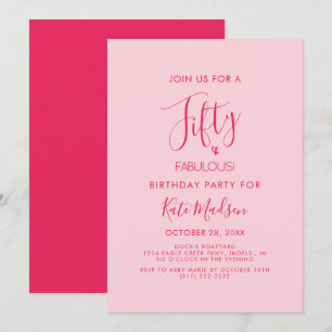 Elegant Vijftig & FANTASTISCH! Roze Verjaardagsfee Kaart