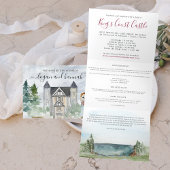 Elegant Villa Wedding Details Tri-Fold Uitnodiging