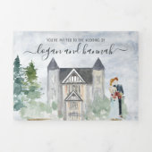 Elegant Villa Wedding Details Tri-Fold Uitnodiging (Cover)