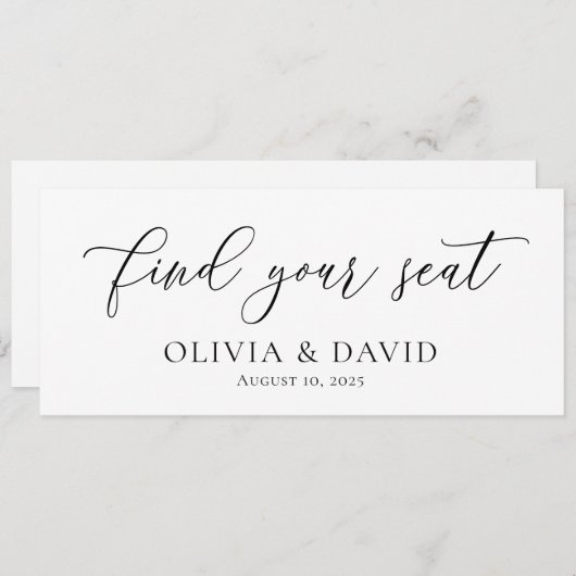 Elegant Vind uw Seat Bruiloft Zitkaart Kaart (Voorkant / Achterkant)