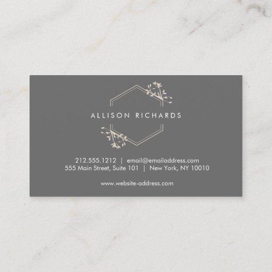  Elegant Vine en Leaf Embleem Visitekaartje (Achterkant)