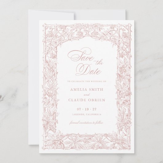 Elegant Vines Border Lijst Save the Date Kaart (Voorkant)