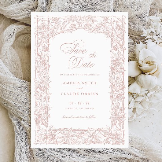 Elegant Vines Border Lijst Save the Date Kaart