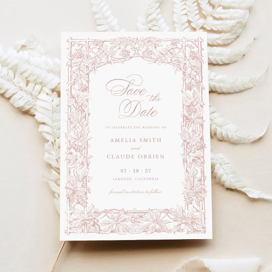  Elegant Vines Border Lijst Save the Date Kaart