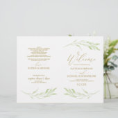 Elegant Vines & Gold Calligraphy Wedding Programs (Staand voorkant)