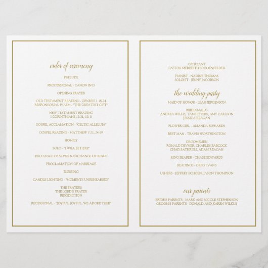 Elegant Vines & Gold Calligraphy Wedding Programs (Achterkant)