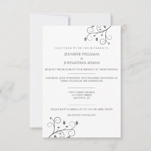 Elegant Vines Wedding Invitations Kaart (Voorkant)