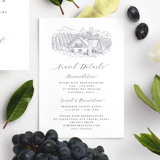 Elegant Vineyard Destination Wedding Travel Detail Informatiekaartje