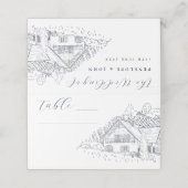 Elegant Vineyard Illustration Destination Wedding Plaatskaartje (Buitenkant ongevouwen)