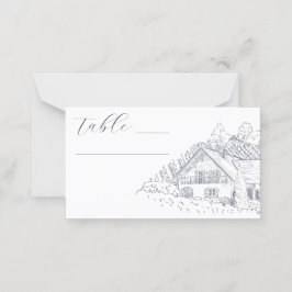 Elegant Vineyard Illustration Destination Wedding Plaatskaartje