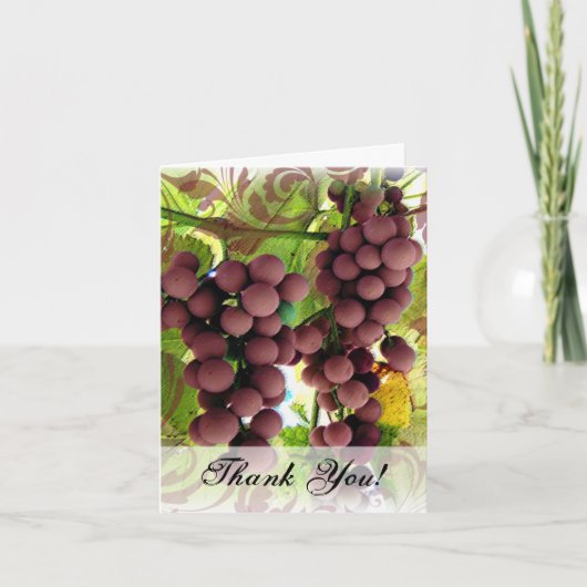 Elegant Vineyard Paars/Green Grapes Wedding Bedankkaart (Voorkant)
