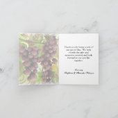 Elegant Vineyard Paars/Green Grapes Wedding Bedankkaart (Binnen)