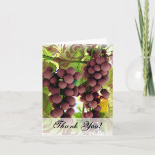 Elegant Vineyard Paars/Green Grapes Wedding Bedankkaart