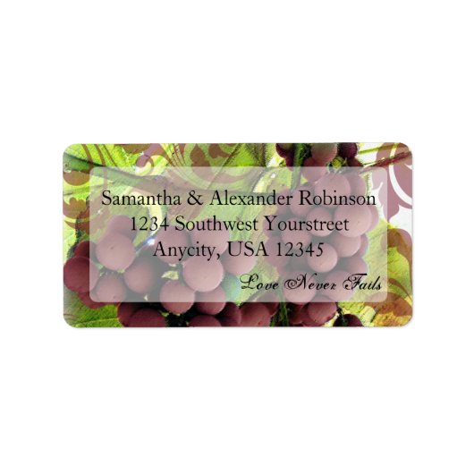Elegant Vineyard Paars/Green Grapes Wedding Etiket (Voorkant)