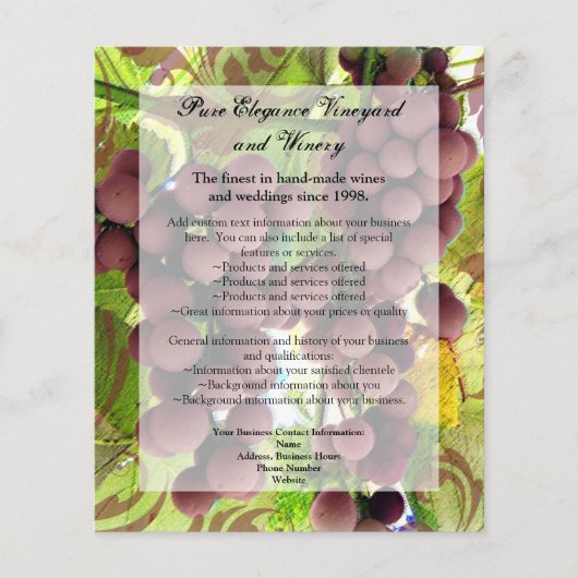 Elegant Vineyard Paars/Green Grapes Wedding Flyer (Voorkant)