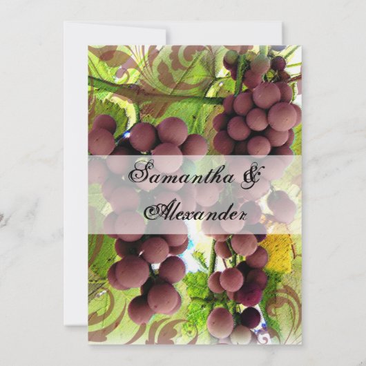 Elegant Vineyard Paars/Green Grapes Wedding Kaart (Achterkant)