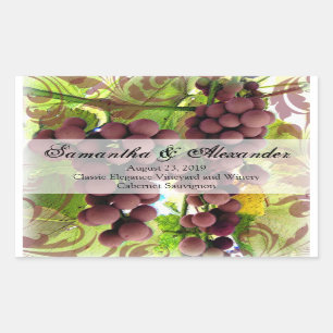 Elegant Vineyard Paars/Green Grapes Wedding Rechthoekige Sticker